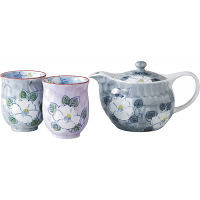 波佐見焼　一珍山茶花　茶コシ付ポット茶の間揃