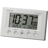 リズム　電波目覚まし時計 ホワイト 
