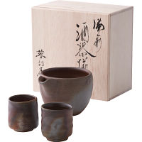 備前焼　山天窯　棧切り　酒器揃