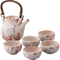 志野山文つる手土瓶茶器