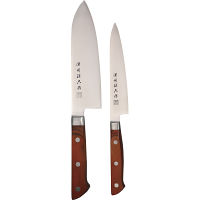 濃州孫六作　料理包丁２本セット（プロフェッショナルブラウン）