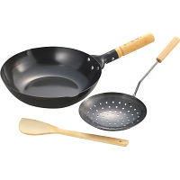 陳建一　木柄北京鍋（２８ｃｍ）＆ミニシャーレン　竹ターナー付
