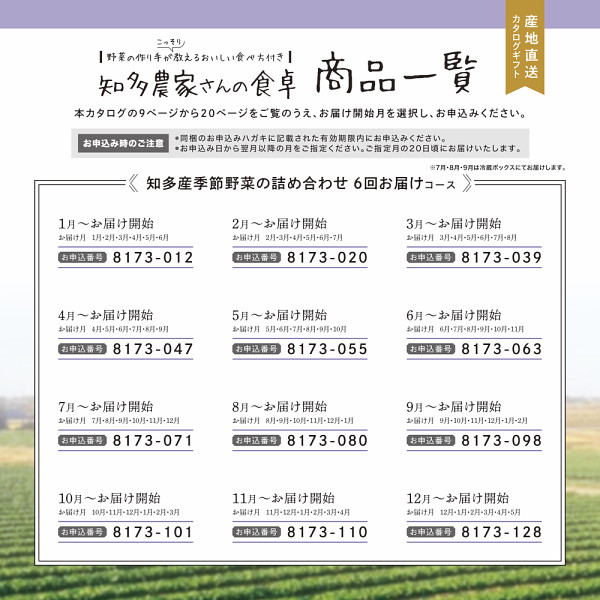 産地直送・野菜カタログギフト　知多農家さんの食卓　６回お届けコース　送料無料のサムネイル画像1