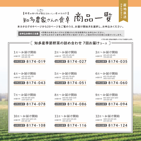 産地直送・野菜カタログギフト　知多農家さんの食卓　７回お届けコース　送料無料のサムネイル画像1