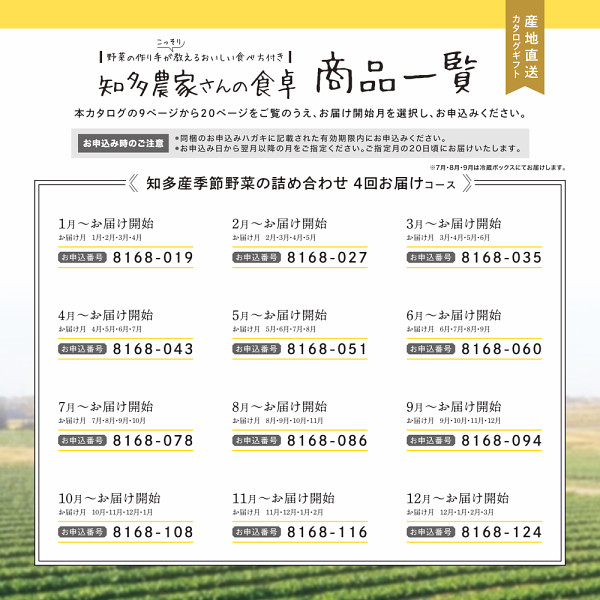 産地直送・野菜カタログギフト　知多農家さんの食卓　４回お届けコース　送料無料のサムネイル画像1