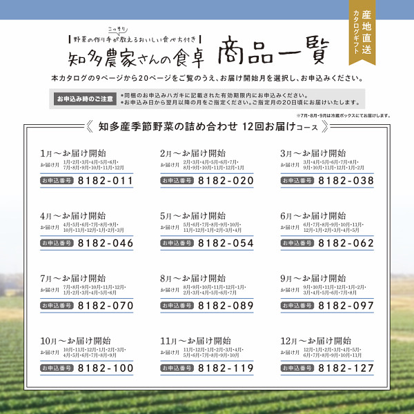 産地直送・野菜カタログギフト　知多農家さんの食卓　１２回お届けコース　送料無料のサムネイル画像1
