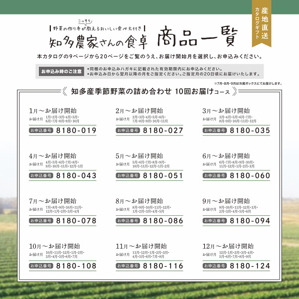 産地直送・野菜カタログギフト　知多農家さんの食卓　１０回お届けコース　送料無料のサムネイル画像1