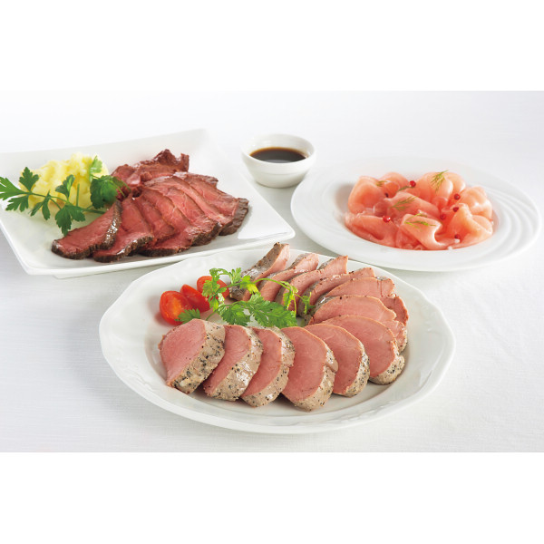 米久　豚ひれ肉のやわらかローストポーク＆ローストビーフ＆生ハムセットのサムネイル画像1