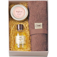 ＳＡＢＯＮ　シャワーオイル５０ｍｌ＆ボディスクラブ６０ｇ＆オーガニックタオル