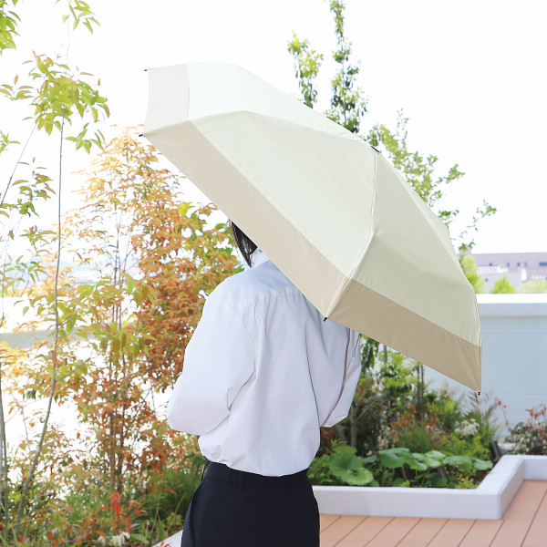 ジミージー　晴雨兼用　ＵＶ加工　軽量折りたたみ傘（５５ｃｍ）遮熱タイプ オフホワイト・ベージュ２のサムネイル画像2