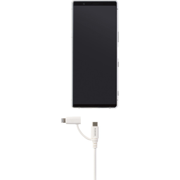 エレコム　２ｉｎ１ケーブル　ＵＳＢ－Ｃ＋Ｌｉｇｈｔｎｉｎｇ　１ｍ ホワイトのサムネイル画像2