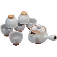 萩焼　白釉茶器揃６客（茶こし付）