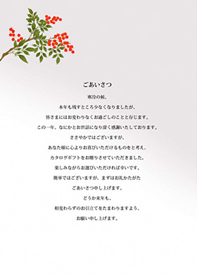 お歳暮用（カタログギフト専用挨拶状）のイメージ